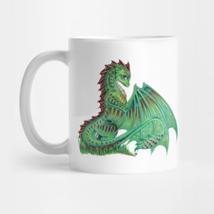 Fancy Patterned Green Dragon Mug